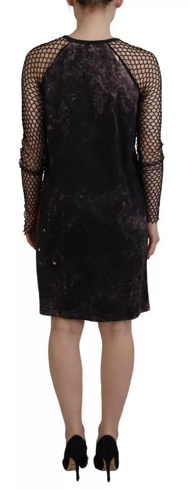 Dsquared² Black Tie Dye Mesh lange ærmer bomuldsskiftekjole
