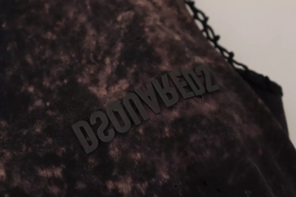 Dsquared² Black Tie Dye Mesh lange ærmer bomuldsskiftekjole