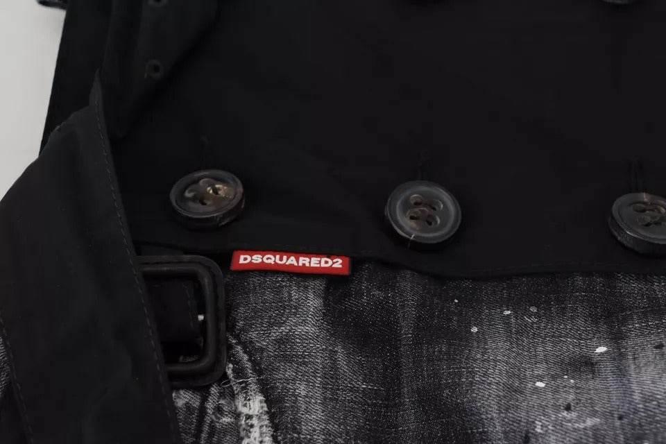 Dsquared² Black Distressed Mid Waist A-line Denim Mini Skirt - Hilstor