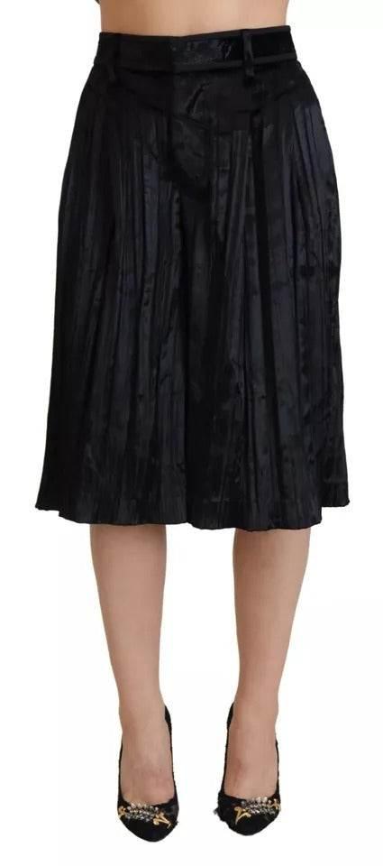 Dsquared² Black Pleated High Waist Wide Leg Cropped Pants - Hilstor