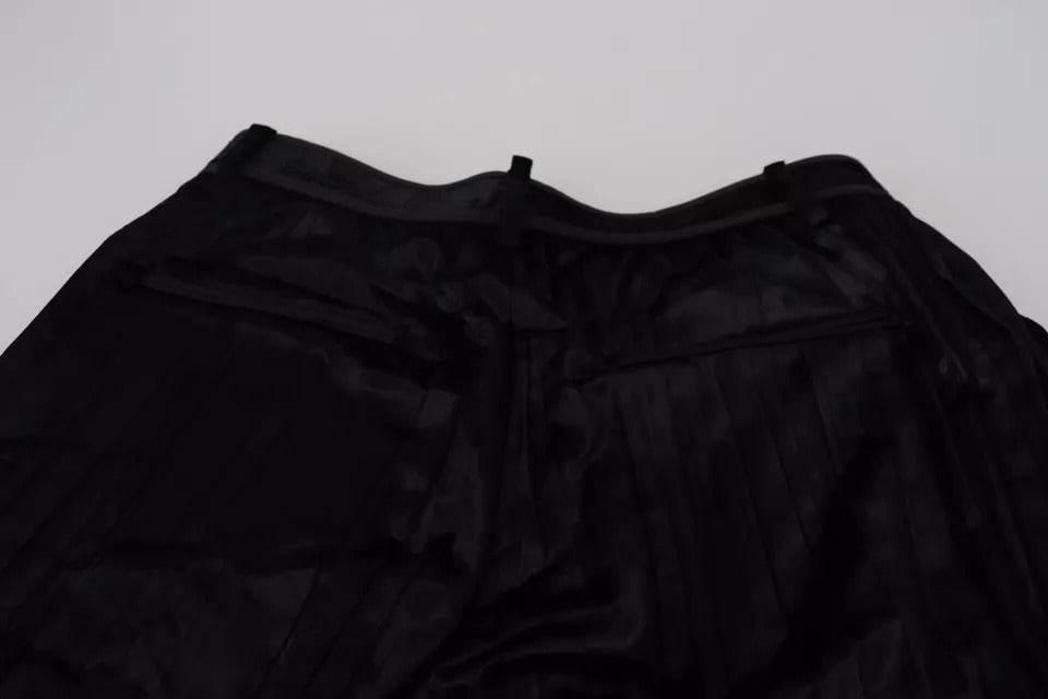 Dsquared² Black Pleated High Waist Wide Leg Cropped Pants - Hilstor