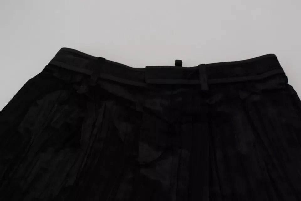 Dsquared² Black Pleated High Waist Wide Leg Cropped Pants - Hilstor