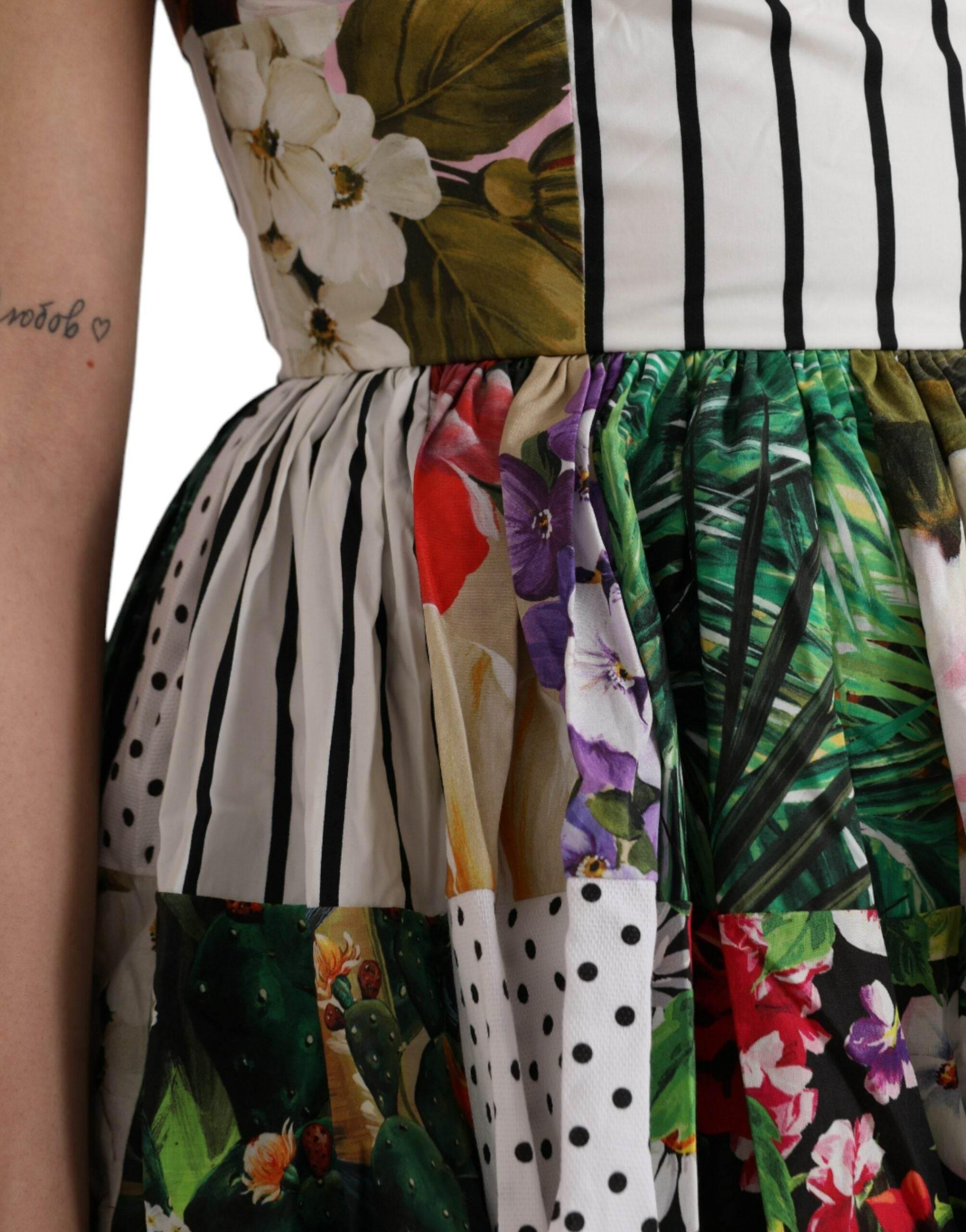 Dolce & Gabbana Multicolor Patchwork Cotton Aline Mini Dress - Hilstor
