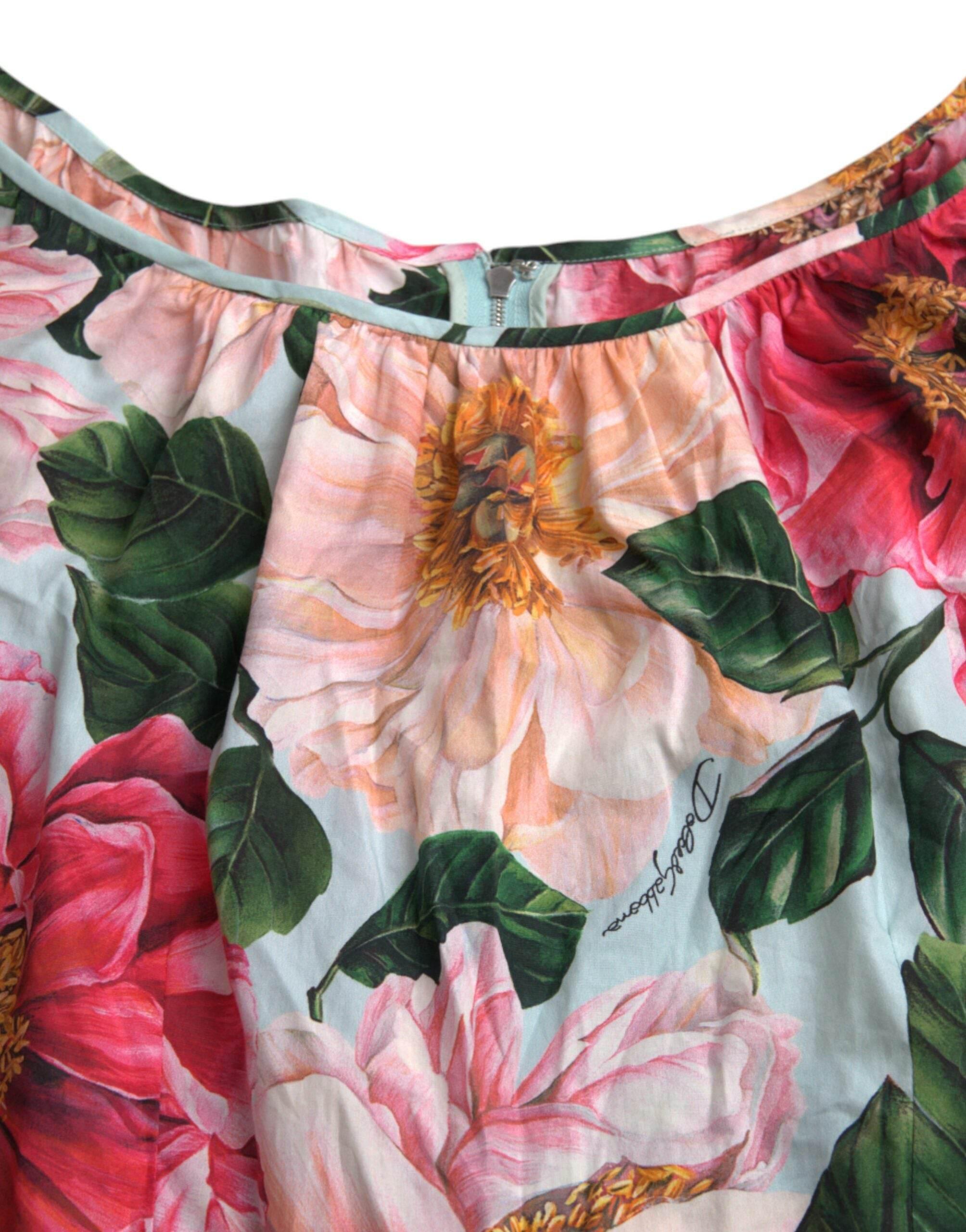 Dolce & Gabbana Multicolor Floral CottonAline Pleated Dress - Hilstor
