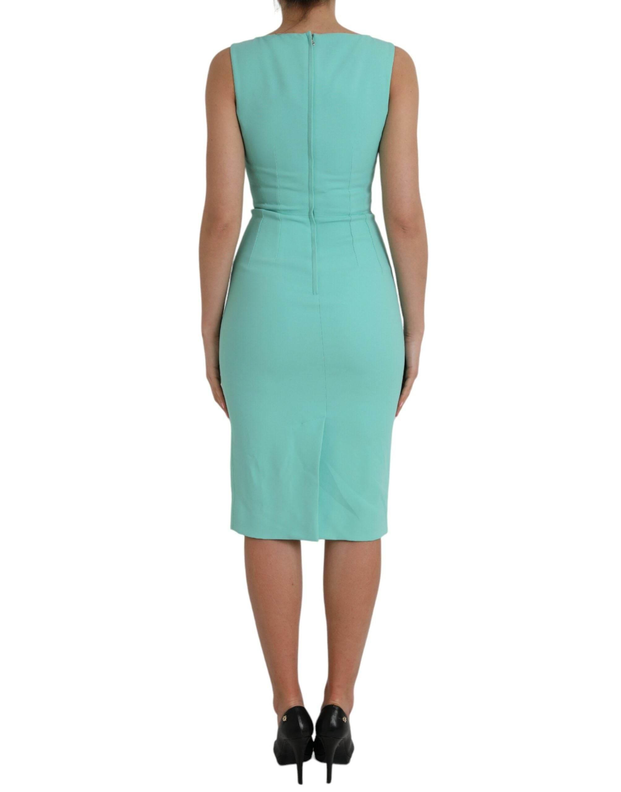 Dolce & Gabbana Green Viscose Sleeveless Bodycon Midi Dress - Hilstor