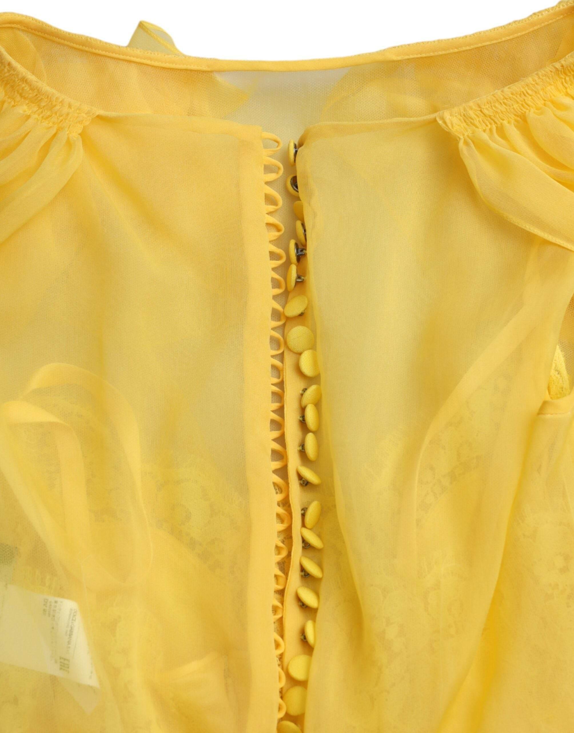 Dolce & Gabbana Yellow Silk Sheath Belted Long Maxi Dress - Hilstor