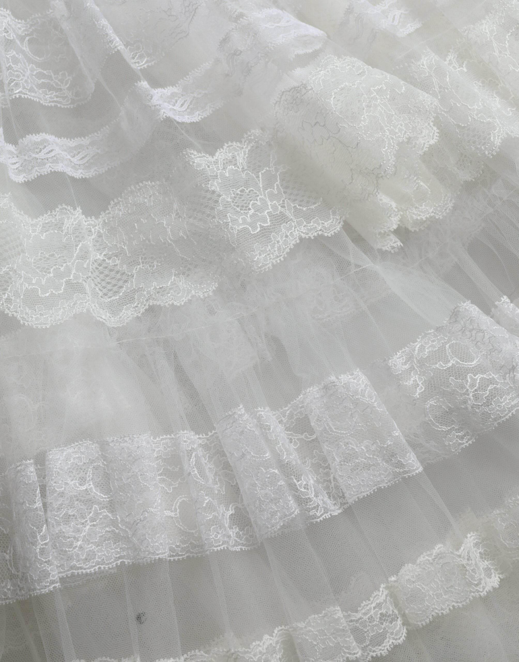 Dolce & Gabbana White Nylon Sheer Tiered Lace Maxi Dress - Hilstor