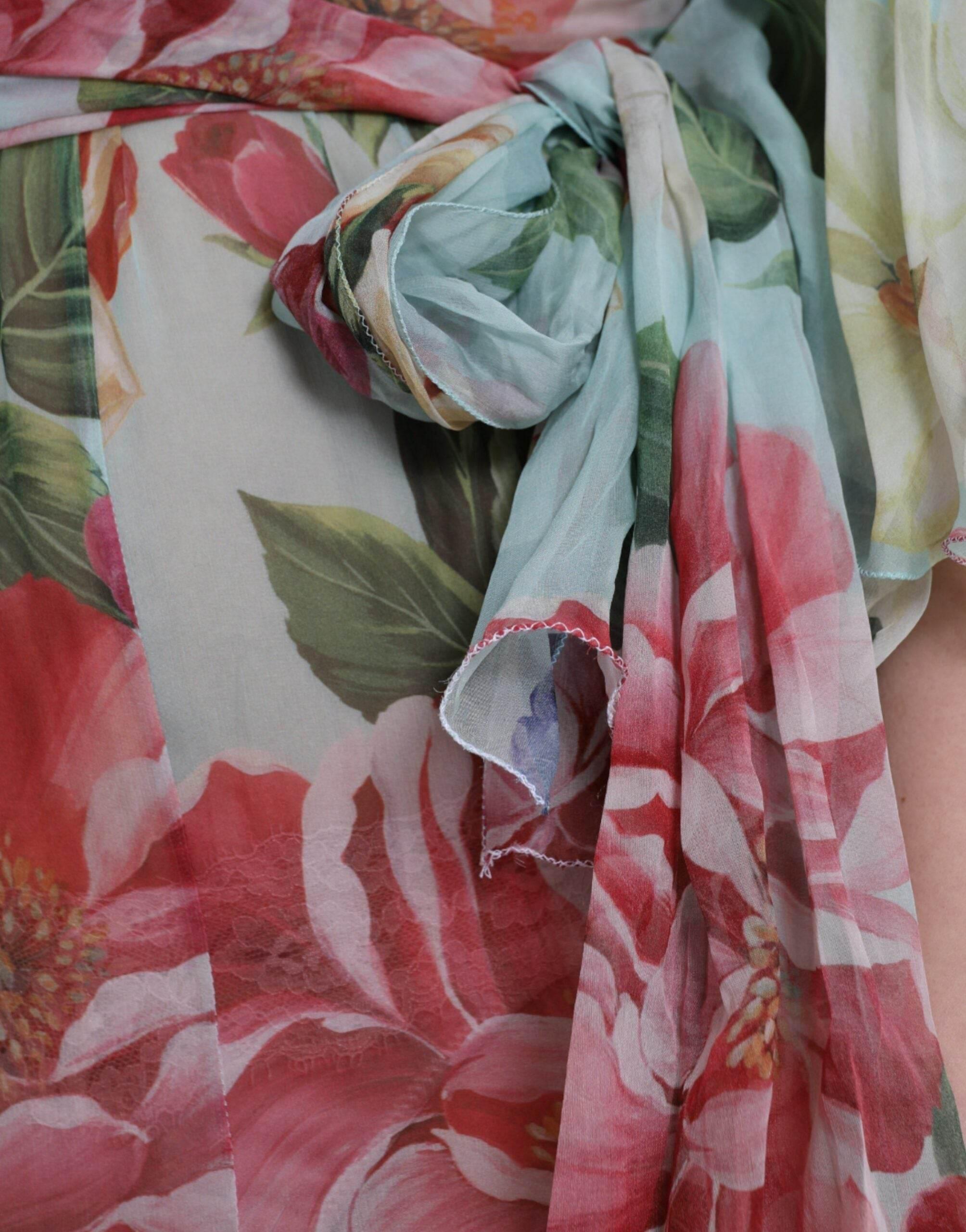Dolce & Gabbana Blue Floral Print Tiered Long Maxi Dress - Hilstor