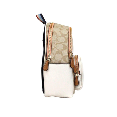 COACH Mini Court Signature Pear Motif Shoulder Backpack Bookbag Bag Chalk Taffy - Hilstor