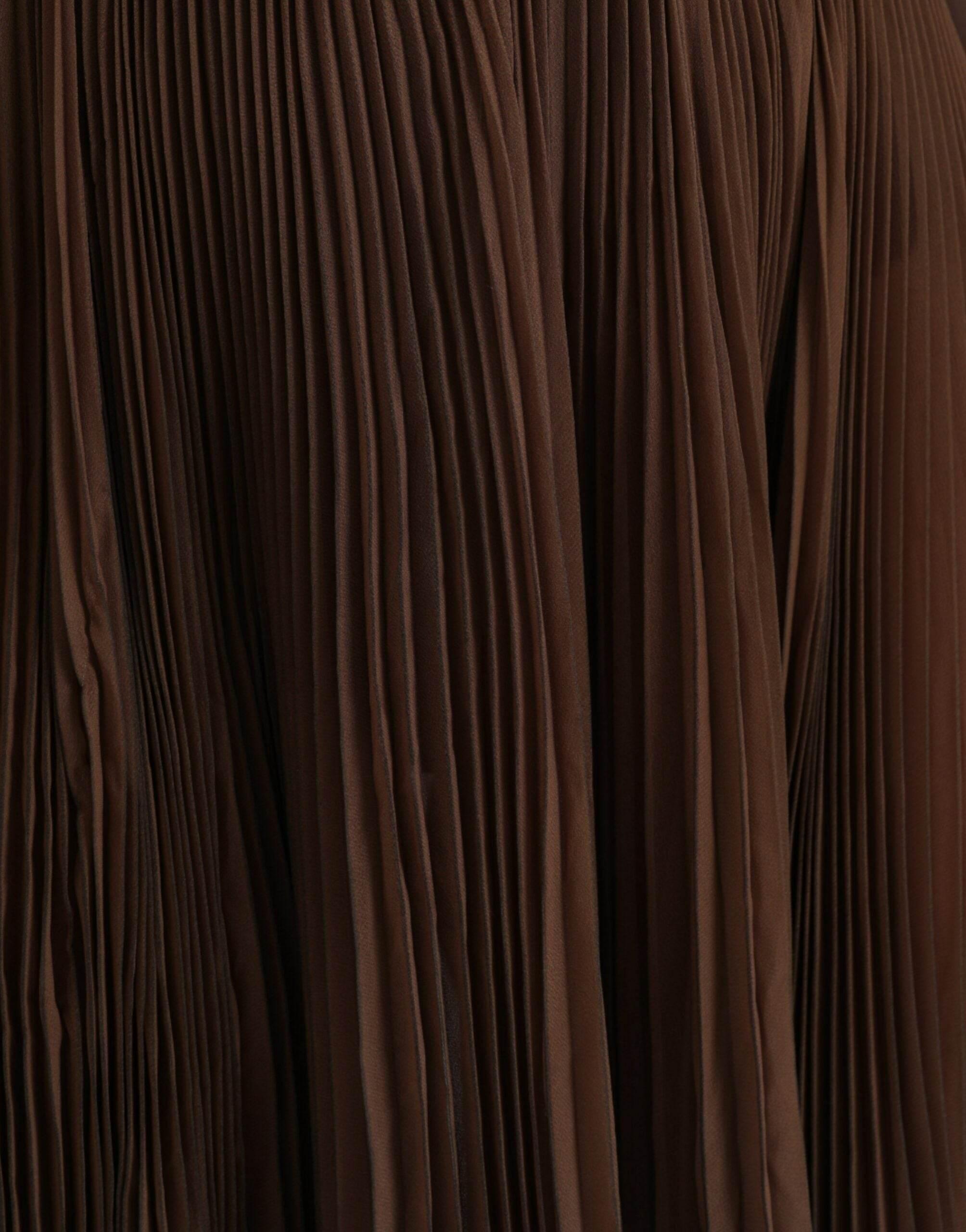 Dolce & Gabbana Brown Polyester Pleated High Waist Midi Skirt - Hilstor