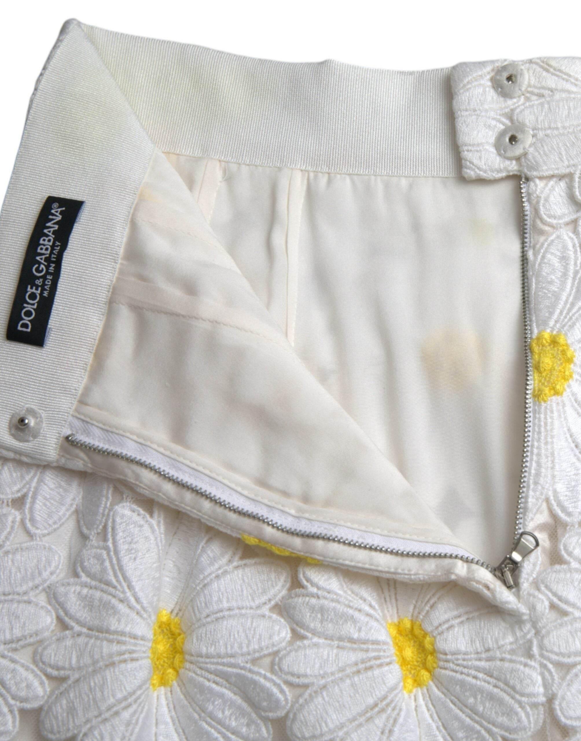 Dolce & Gabbana White Floral Pencil Straight Lace Skirt - Hilstor