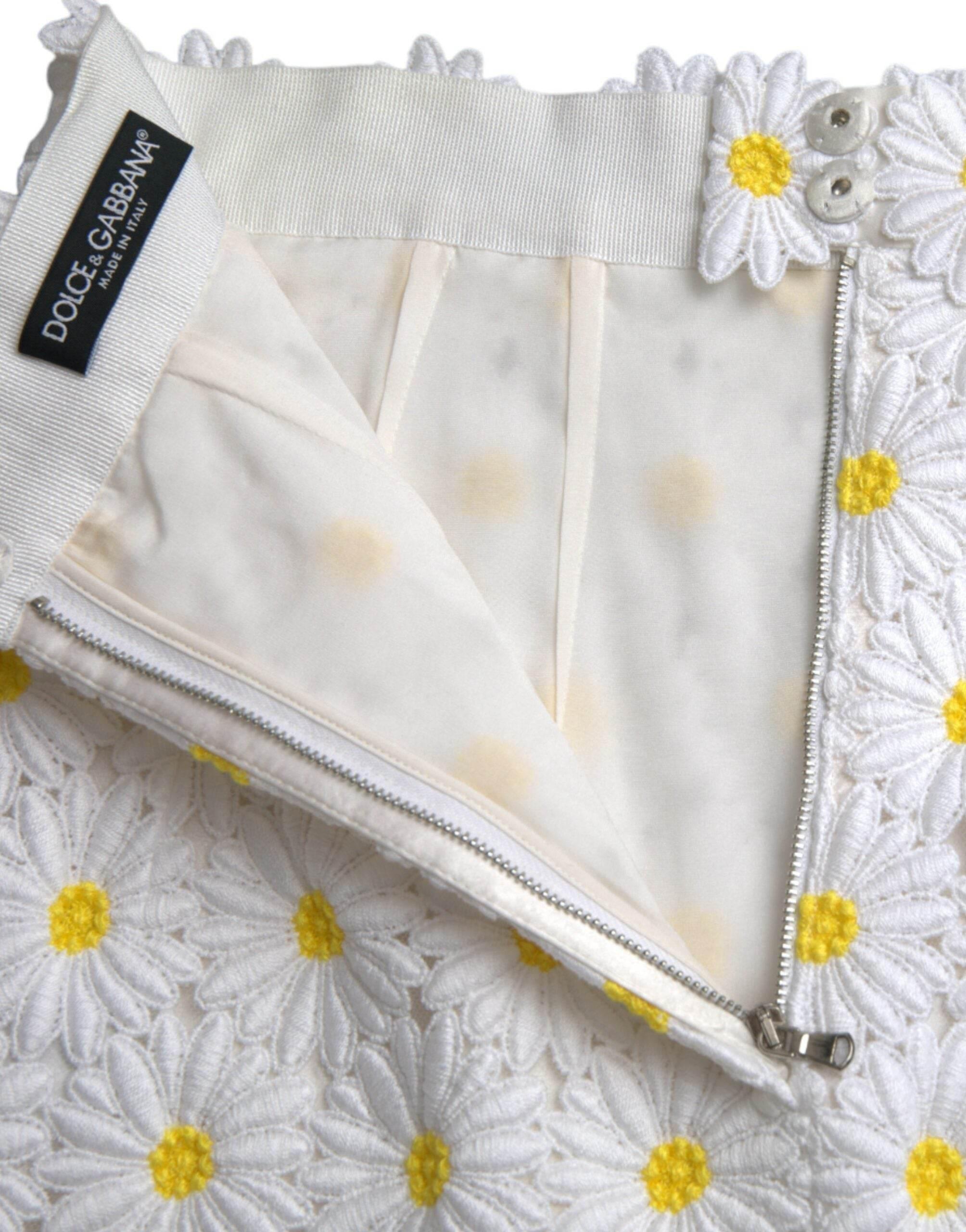 Dolce & Gabbana White Floral A-line Mini Skirt - Hilstor