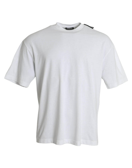 Balenciaga Off White Cotton Jersey Round Neck T-shirt - Hilstor