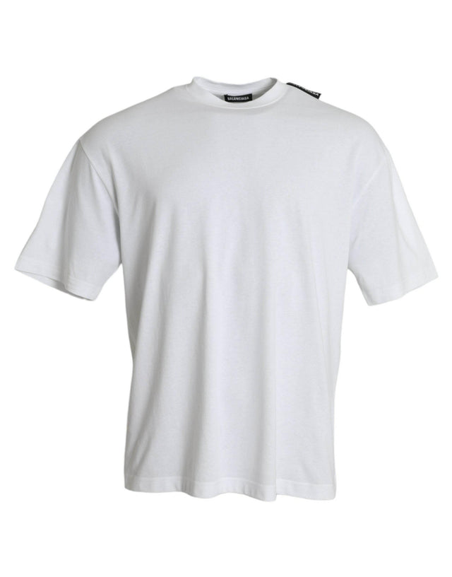 Balenciaga Off White Cotton Jersey Round Neck T-shirt - Hilstor