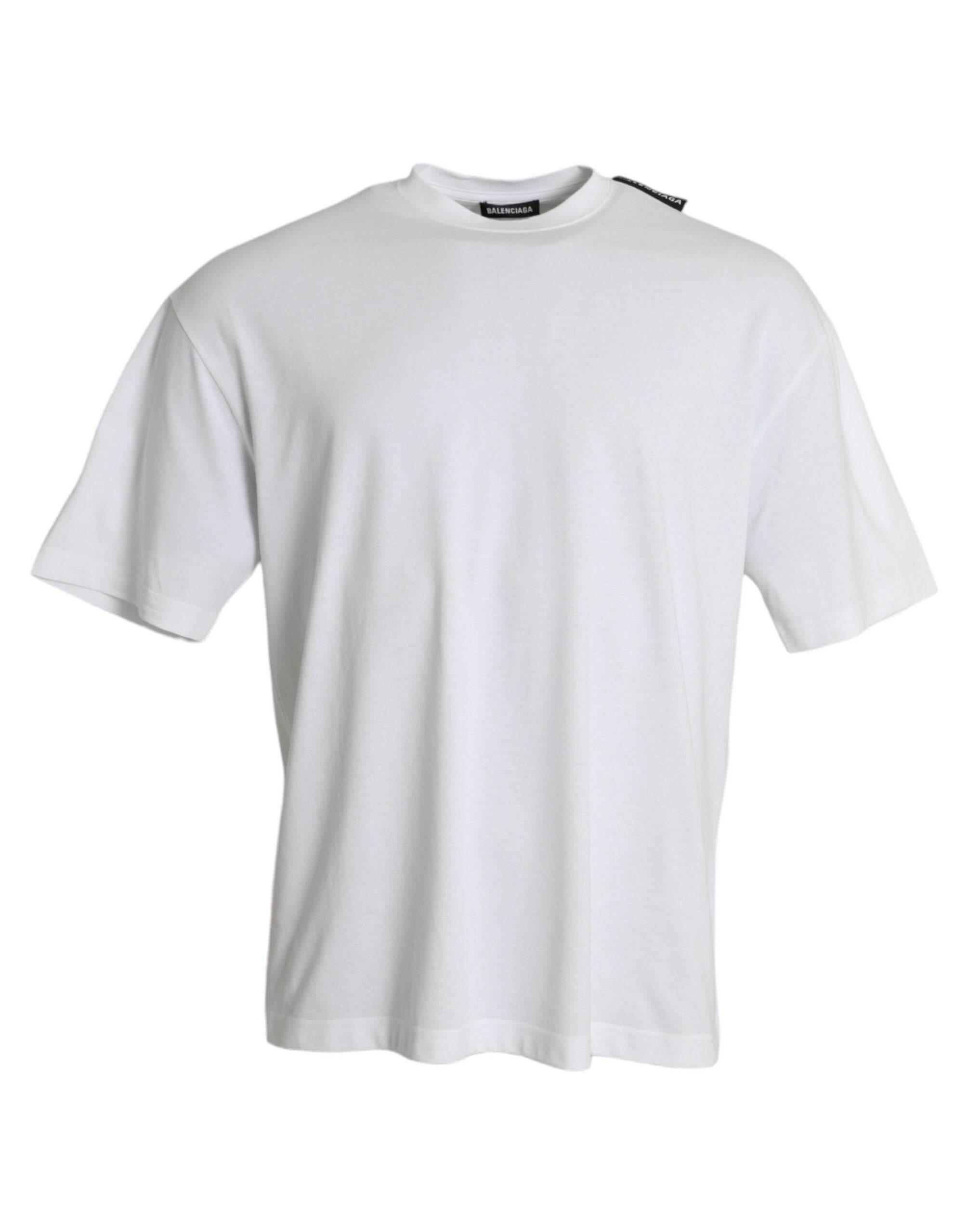 Balenciaga Off White Cotton Jersey Round Neck T-shirt - Hilstor