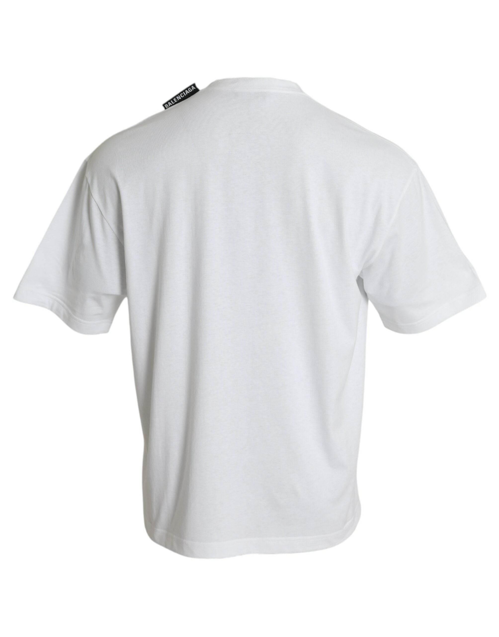 Balenciaga Off White Cotton Jersey Round Neck T-shirt - Hilstor
