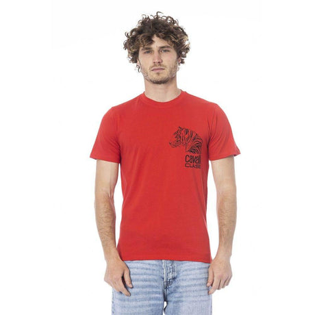 Cavalli Class Red Cotton Men T-Shirt - Hilstor