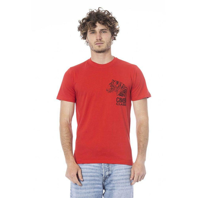 Cavalli Class Red Cotton Men T-Shirt - Hilstor