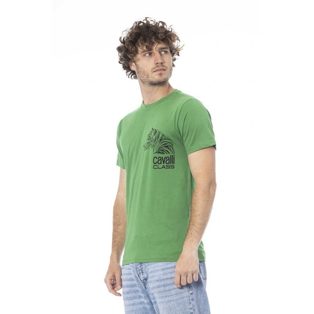 Cavalli Class Green Cotton Men T-Shirt - Hilstor