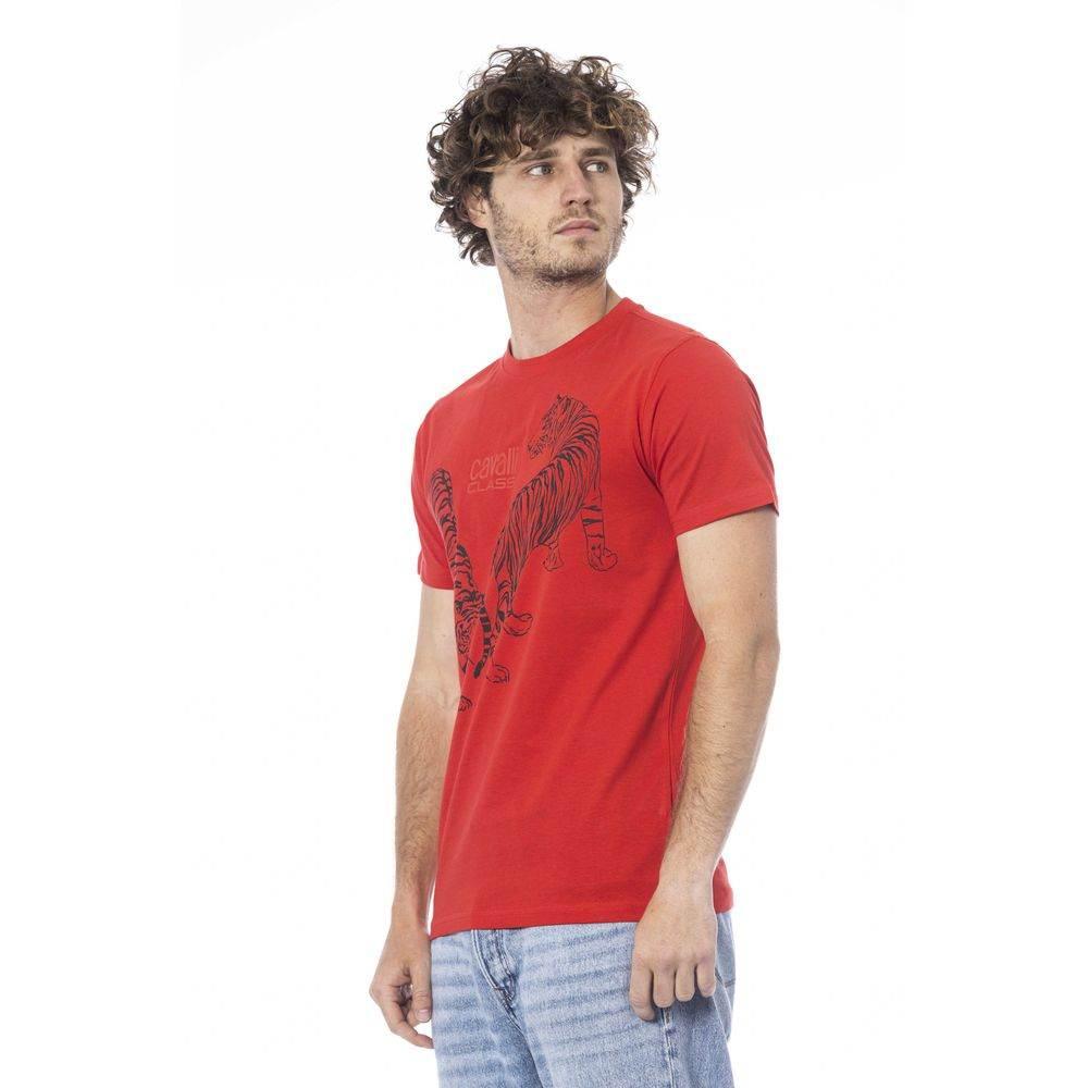 Cavalli Class Red Cotton Men T-Shirt - Hilstor