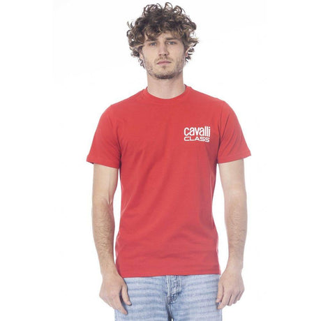 Cavalli Class Red Cotton Men T-Shirt - Hilstor