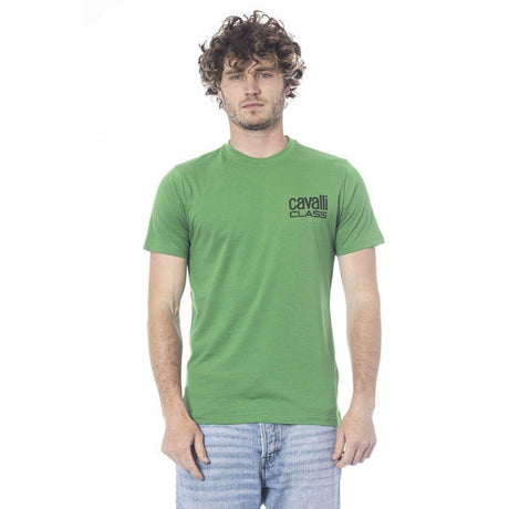 Cavalli Class Green Cotton Men T-Shirt - Hilstor