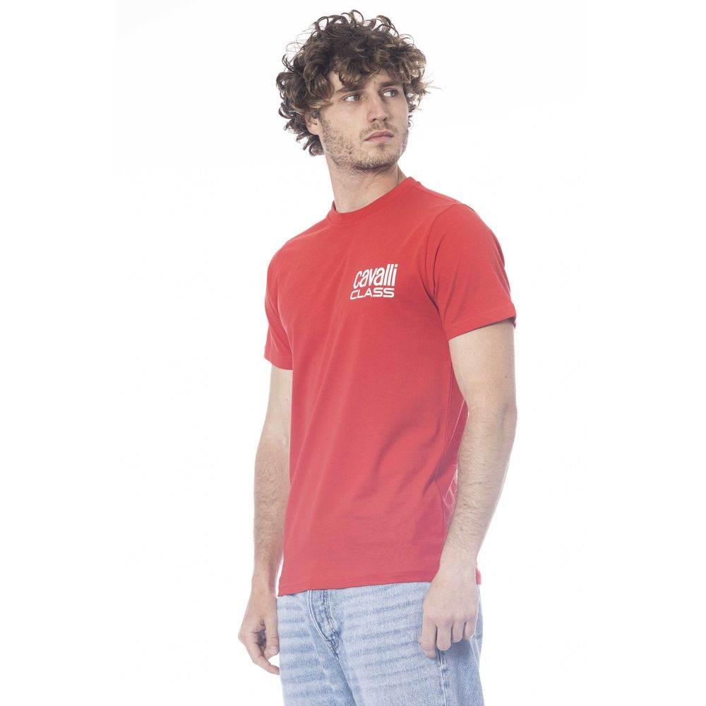Cavalli Class Red Cotton Men T-Shirt - Hilstor