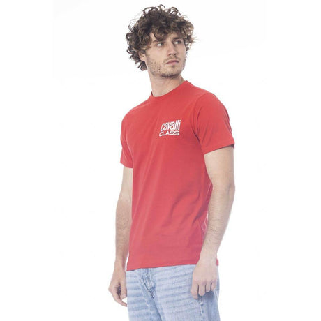 Cavalli Class Red Cotton Men T-Shirt - Hilstor