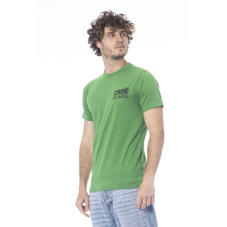 Cavalli Class Green Cotton Men T-Shirt - Hilstor