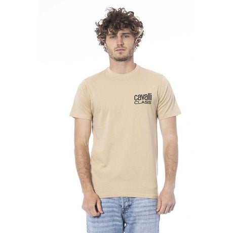 Cavalli Class Beige Cotton Men T-Shirt - Hilstor