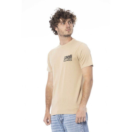 Cavalli Class Beige Cotton Men T-Shirt - Hilstor