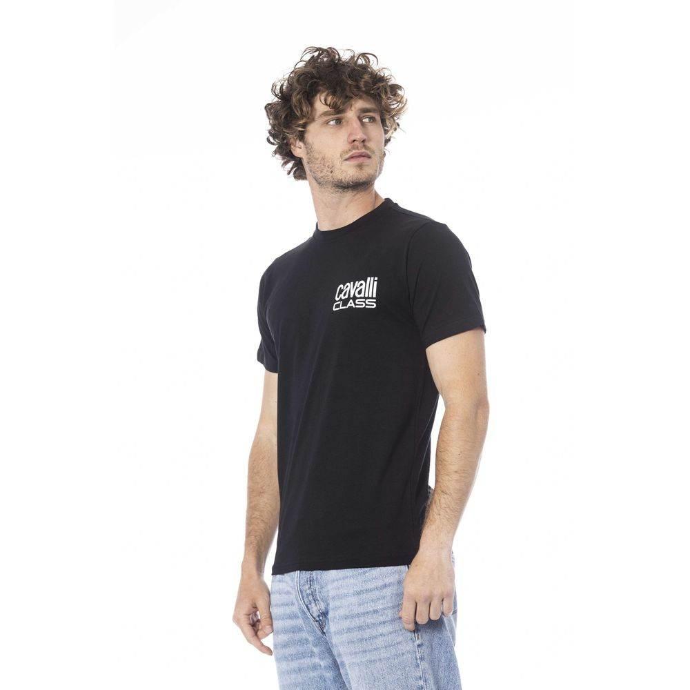 Cavalli Class Black Cotton Men T-Shirt - Hilstor