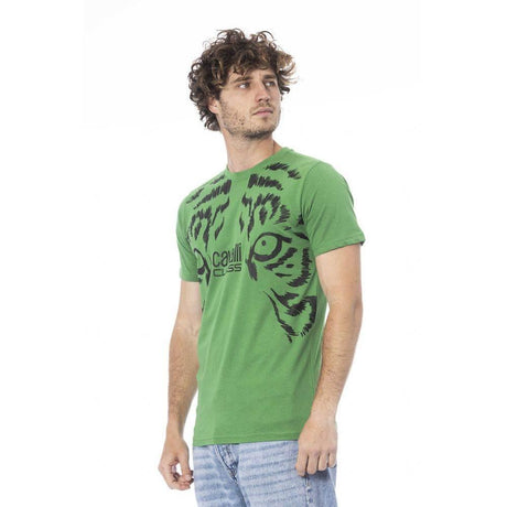 Cavalli Class Green Cotton Men T-Shirt - Hilstor