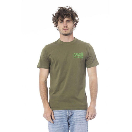 Cavalli Class Green Cotton Men T-Shirt - Hilstor