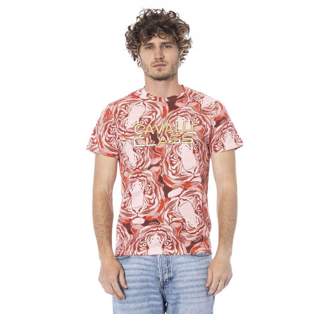 Cavalli Class Red Cotton Men T-Shirt - Hilstor