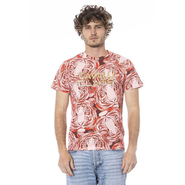 Cavalli Class Red Cotton Men T-Shirt - Hilstor