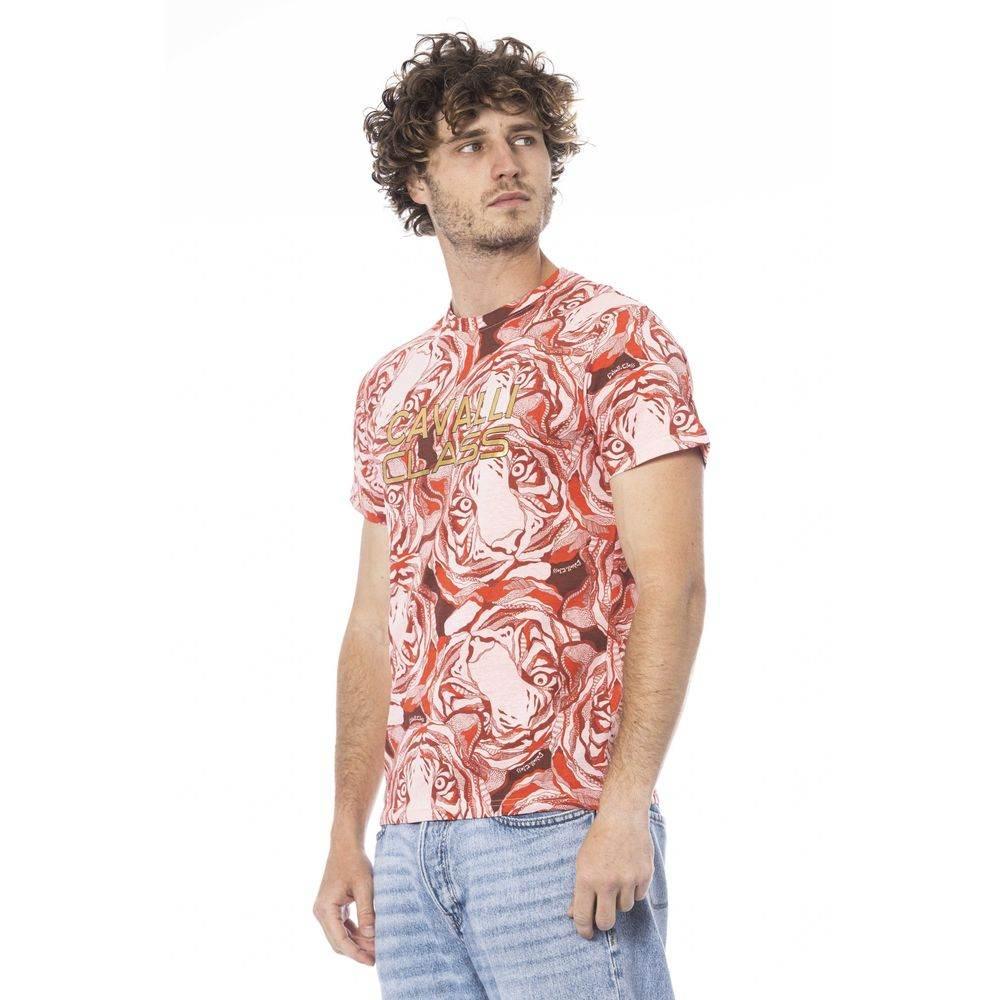 Cavalli Class Red Cotton Men T-Shirt - Hilstor