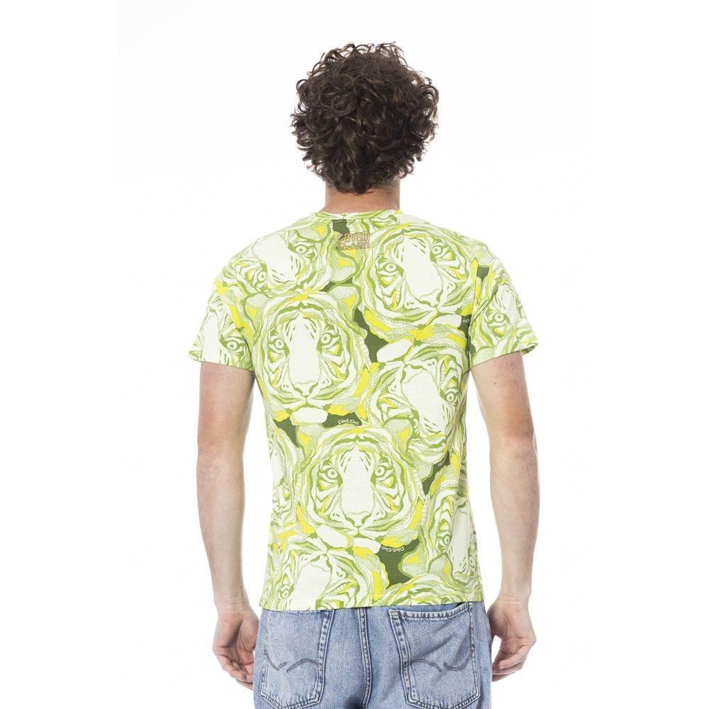 Cavalli Class Green Cotton Men T-Shirt - Hilstor