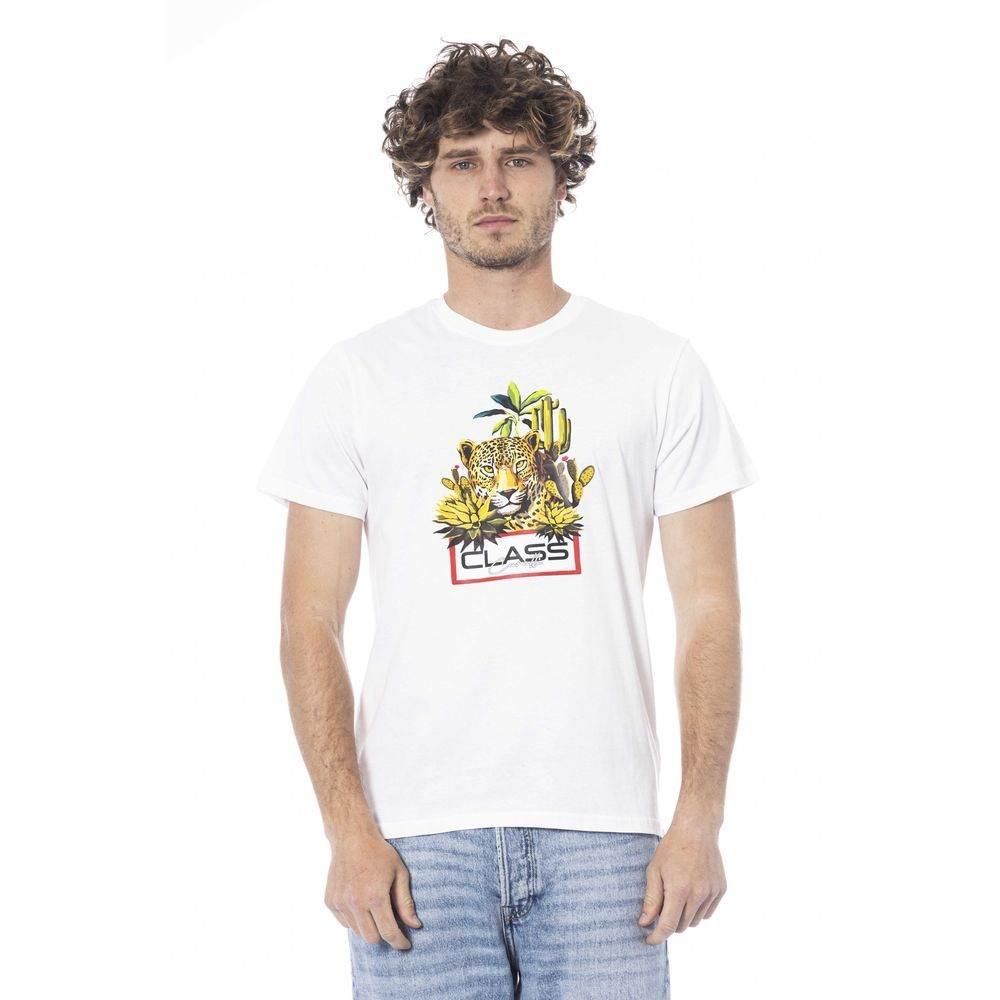 Cavalli Class White Cotton Men T-Shirt - Hilstor
