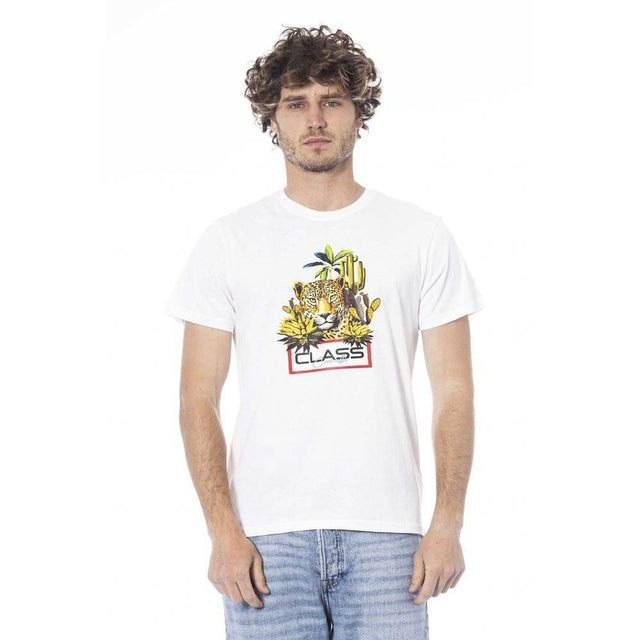 Cavalli Class White Cotton Men T-Shirt - Hilstor
