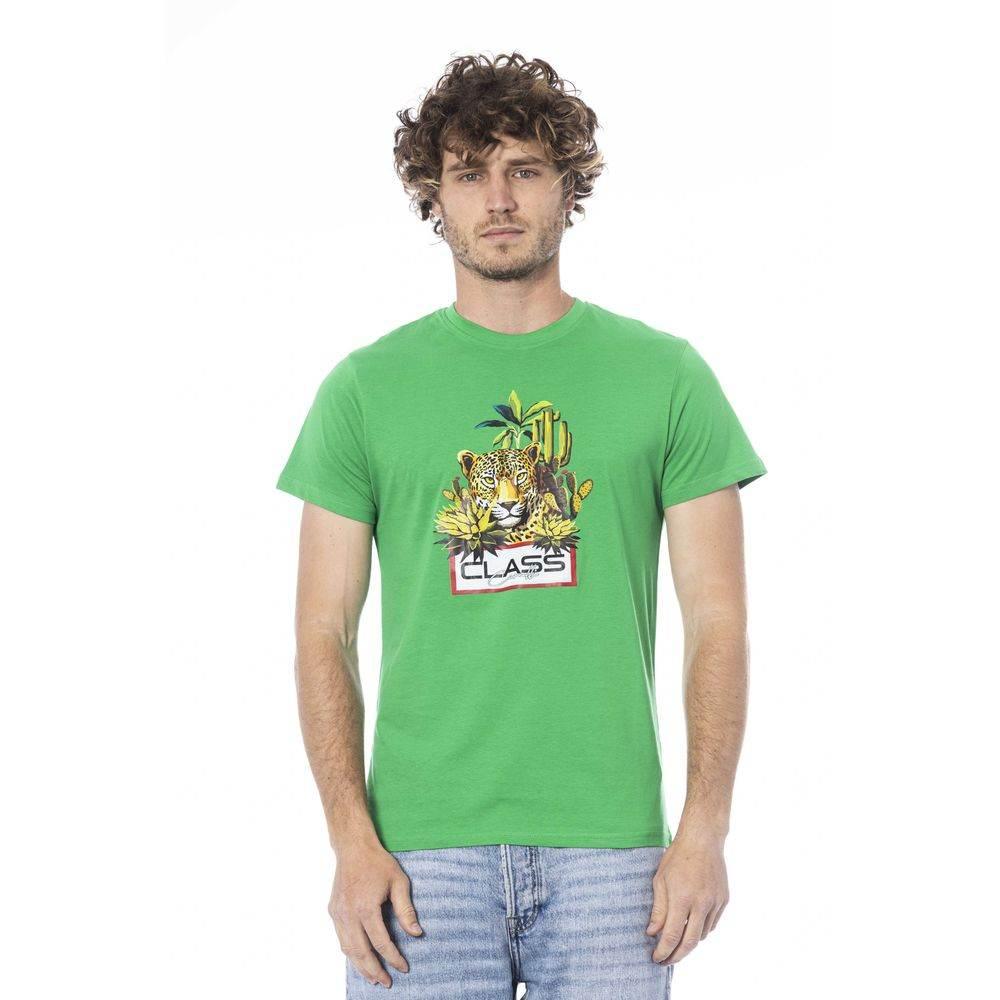 Cavalli Class Green Cotton Men T-Shirt - Hilstor