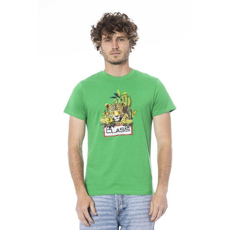 Cavalli Class Green Cotton Men T-Shirt - Hilstor