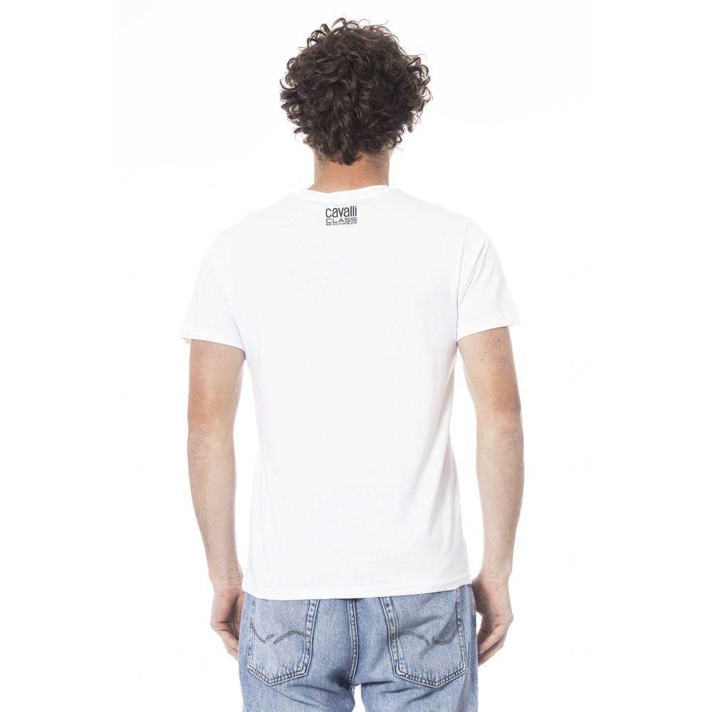 Cavalli Class White Cotton Men T-Shirt - Hilstor