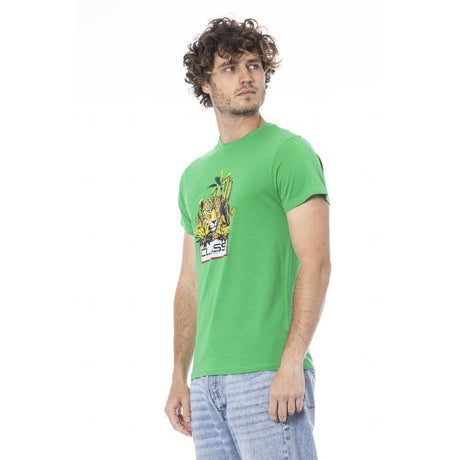 Cavalli Class Green Cotton Men T-Shirt - Hilstor