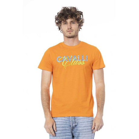 Cavalli Class Orange Cotton Men T-Shirt - Hilstor