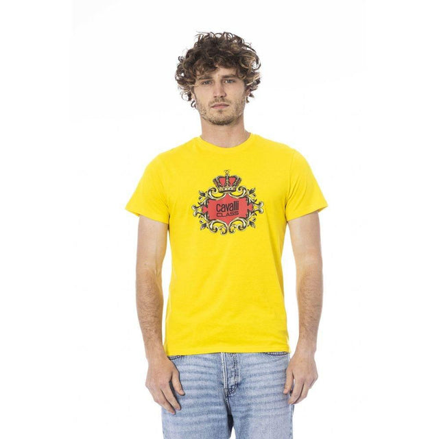 Cavalli Class Yellow Cotton Men T-Shirt - Hilstor
