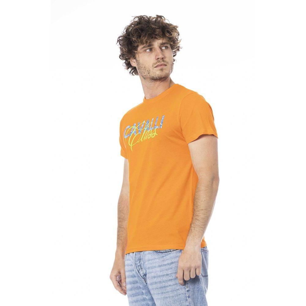 Cavalli Class Orange Cotton Men T-Shirt - Hilstor