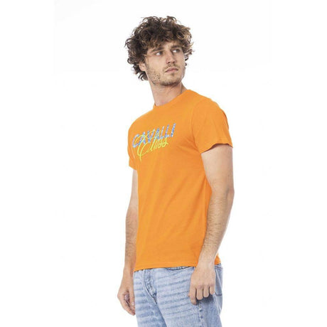 Cavalli Class Orange Cotton Men T-Shirt - Hilstor