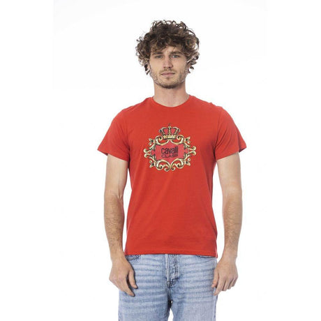 Cavalli Class Red Cotton Men T-Shirt - Hilstor