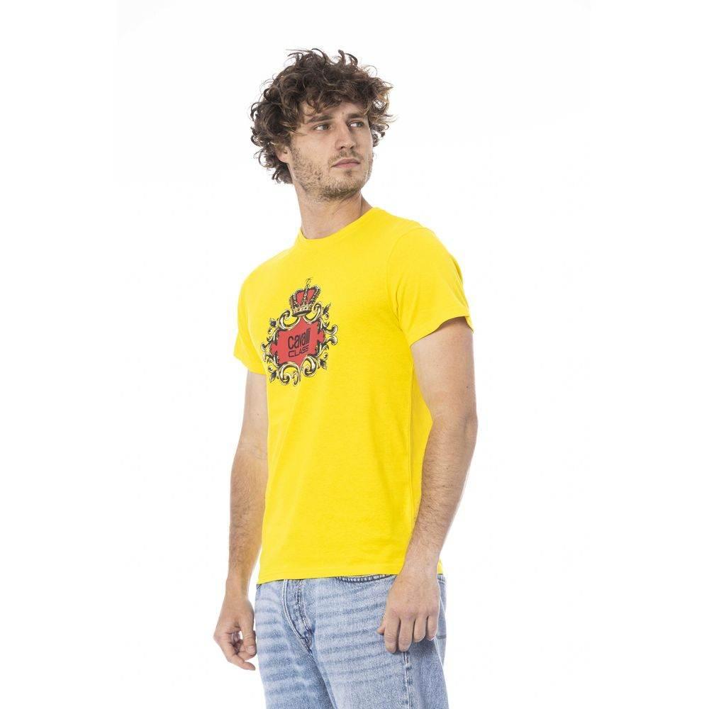 Cavalli Class Yellow Cotton Men T-Shirt - Hilstor